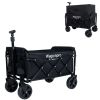 Expandable Dual-Layer Utility Wagon with 100% Extra Space - Grocery Cart for Camping, Shopping, Sports, Gardening, Fishing, Black
