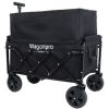 Expandable Dual-Layer Utility Wagon with 100% Extra Space - Grocery Cart for Camping, Shopping, Sports, Gardening, Fishing, Black