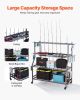 VEVOR Fishing Rod Holder for 15-Rods, Mobile Fishing Pole Rack Cart with Wheels, Fish Gear Equipment Organizer for Garage Home Indoor Use