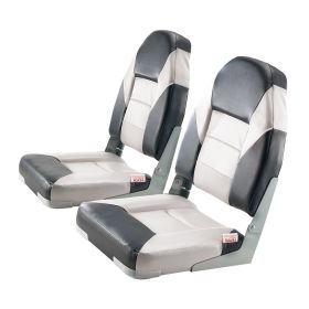 VEVOR Boat Seat, High Backrest, Folding Fishing Boat Seat with Thickened Sponge Cushion & Waterproof PVC Leather, Aluminum Alloy Hinges (Color: Dark Grey, Backrest: High Back)